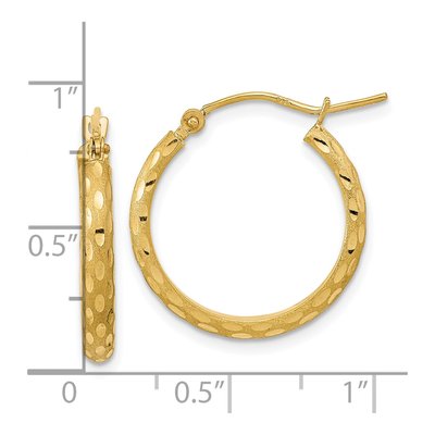 14K Yellow Gold 20mm Diamond-Cut Hoop Earrings – view 4
