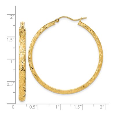 14K Yellow Gold 42mm Fancy Diamond-Cut Hoop Earrings – view 4