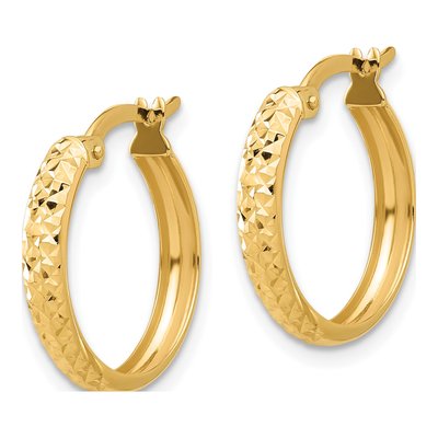 14K Yellow Gold 20mm Diamond-Cut Hoop Earrings – view 2