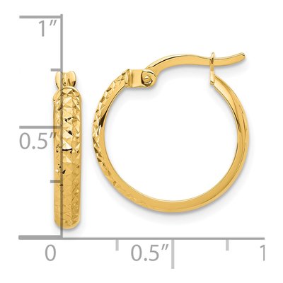 14K Yellow Gold 20mm Diamond-Cut Hoop Earrings – view 4