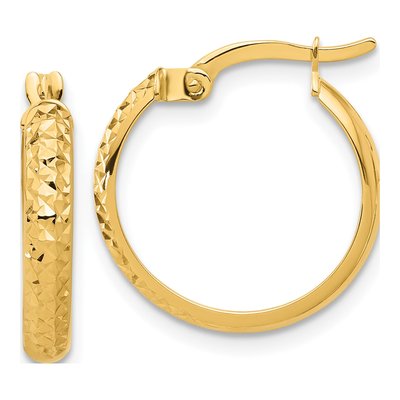 14K Yellow Gold 20mm Diamond-Cut Hoop Earrings