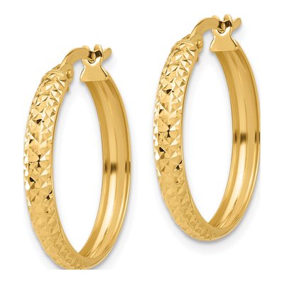 14K Yellow Gold 24mm Diamond-Cut Hoop Earrings – view 2
