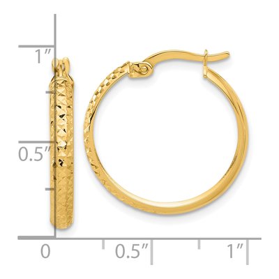 14K Yellow Gold 24mm Diamond-Cut Hoop Earrings – view 4