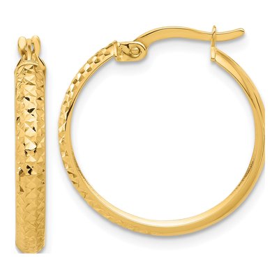 14K Yellow Gold 24mm Diamond-Cut Hoop Earrings