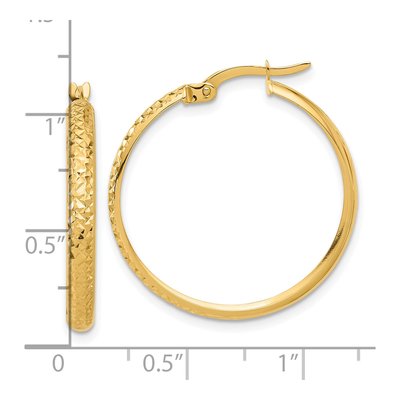 14K Yellow Gold 27mm Diamond-Cut Hoop Earrings – view 4