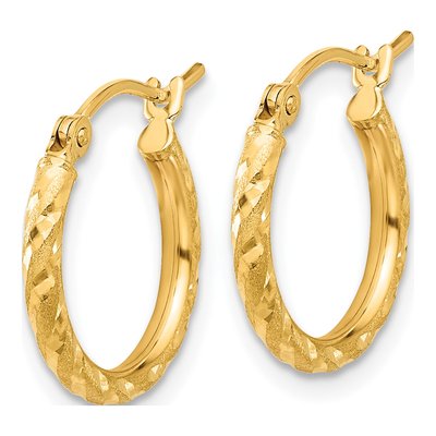 14K Yellow Gold 15mm Twist Tube Hoop Earrings – view 2