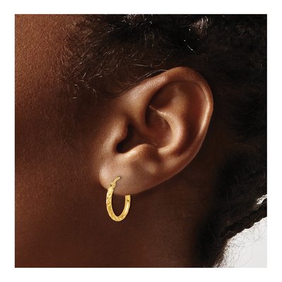 14K Yellow Gold 15mm Twist Tube Hoop Earrings – view 3