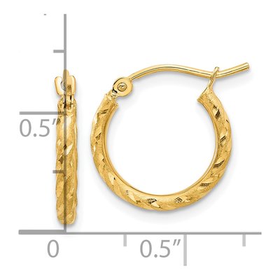 14K Yellow Gold 15mm Twist Tube Hoop Earrings – view 4