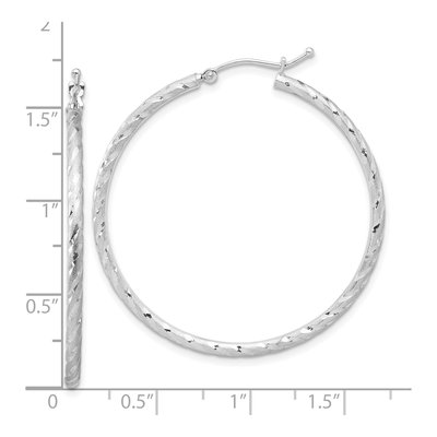 14K White Gold 40mm Diamond-Cut Twist Hoop Earrings – view 4