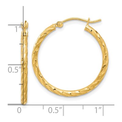 14K Yellow Gold 25mm Diamond-Cut Twist Hoop Earrings – view 4