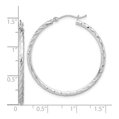 14K White Gold 35mm Diamond-Cut Twist Hoop Earrings – view 4