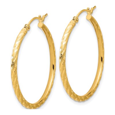14K Yellow Gold 30mm Diamond-Cut Twist Hoop Earrings – view 2
