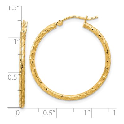 14K Yellow Gold 30mm Diamond-Cut Twist Hoop Earrings – view 4