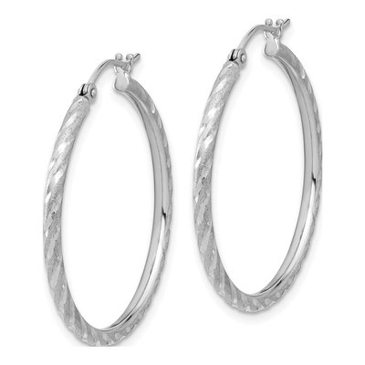 14K White Gold 30mm Twist Tube Hoop Earrings – view 2