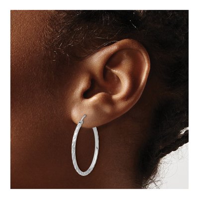 14K White Gold 30mm Twist Tube Hoop Earrings – view 3