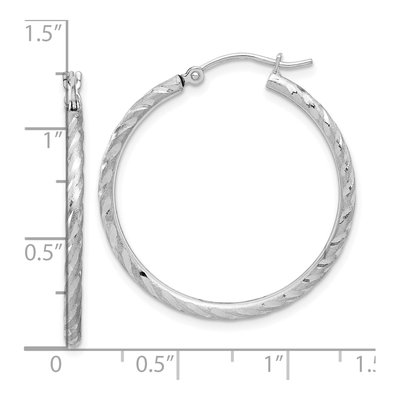 14K White Gold 30mm Twist Tube Hoop Earrings – view 4