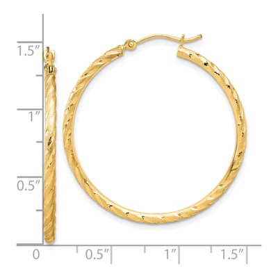 14K Yellow Gold 35mm Diamond-Cut Twist Hoop Earrings – view 4