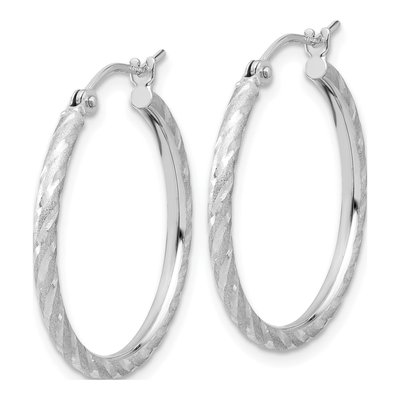 14K White Gold 25mm Diamond-Cut Twist Hoop Earrings – view 2