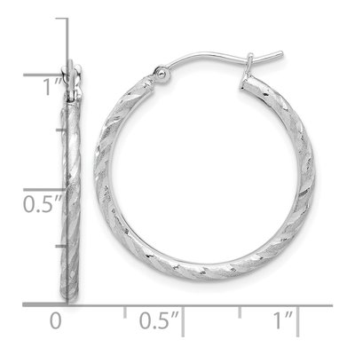 14K White Gold 25mm Diamond-Cut Twist Hoop Earrings – view 4