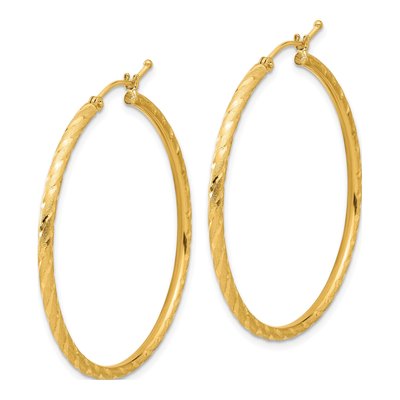 14K Yellow Gold 40mm Twist Tube Hoop Earrings – view 2