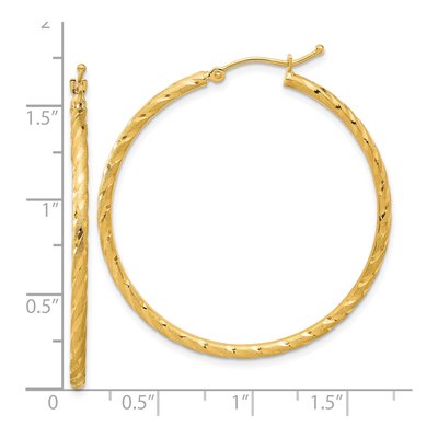 14K Yellow Gold 40mm Twist Tube Hoop Earrings – view 4