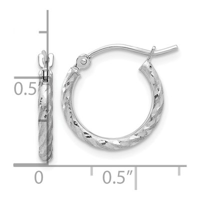14K White Gold 15mm Diamond-Cut Twist Hoop Earrings – view 4