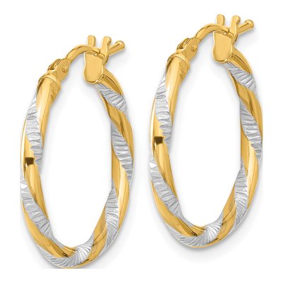 14K Yellow Gold 20mm Twist Hoop Earrings – view 2
