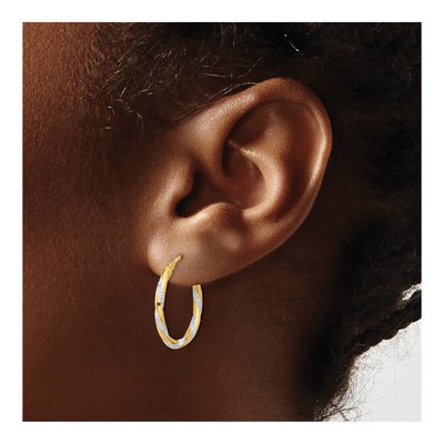 14K Yellow Gold 20mm Twist Hoop Earrings – view 3