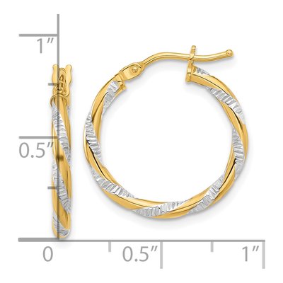 14K Yellow Gold 20mm Twist Hoop Earrings – view 4