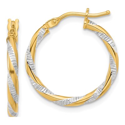 14K Yellow Gold 20mm Twist Hoop Earrings