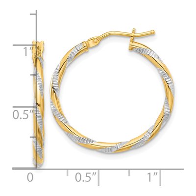 14K Yellow Gold 25mm Diamond-Cut Twist Hoop Earrings – view 4