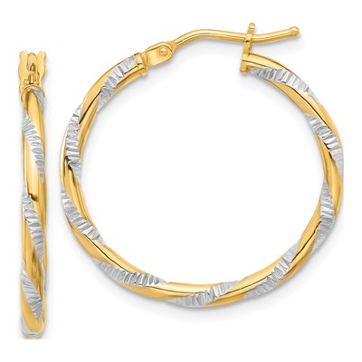 14K Yellow Gold 25mm Diamond-Cut Twist Hoop Earrings