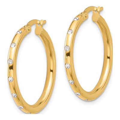 14K Yellow Gold 26mm CZ Hoop Earrings – view 2
