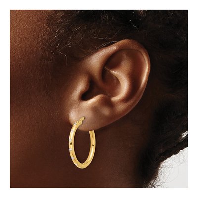 14K Yellow Gold 26mm CZ Hoop Earrings – view 3