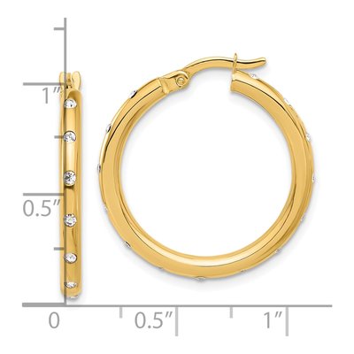 14K Yellow Gold 26mm CZ Hoop Earrings – view 4