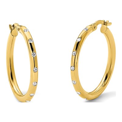 14K Yellow Gold 26mm CZ Hoop Earrings – view 5