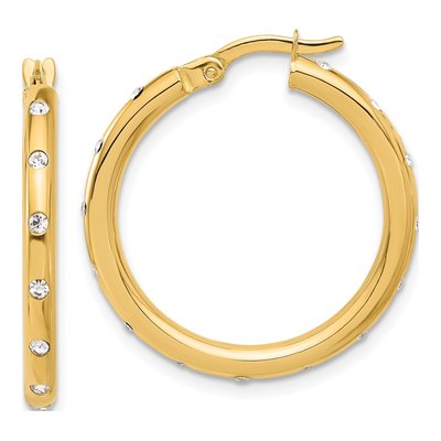 14K Yellow Gold 26mm CZ Hoop Earrings