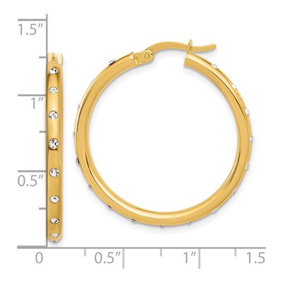 14K Yellow Gold 32mm CZ Hoop Earrings – view 4