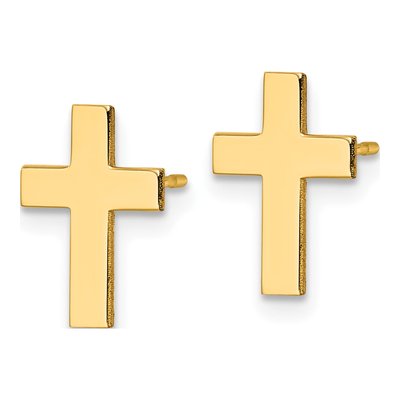 14K Yellow Gold Cross Stud Earrings – view 3