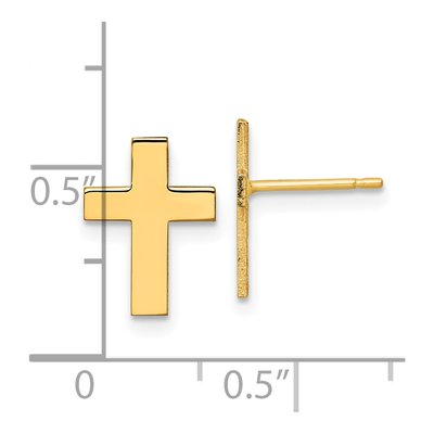 14K Yellow Gold Cross Stud Earrings – view 5
