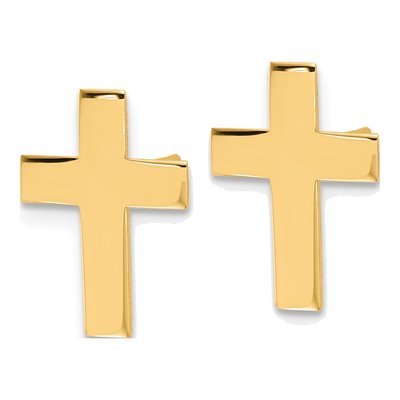 14K Yellow Gold Cross Stud Earrings – view 2