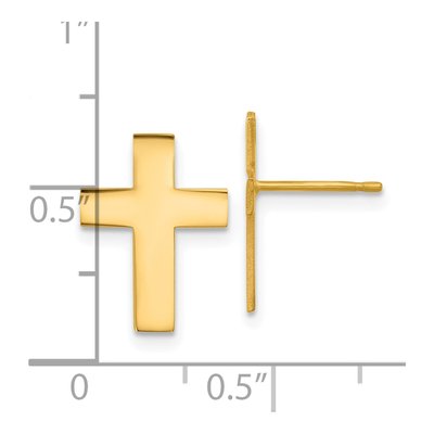 14K Yellow Gold Cross Stud Earrings – view 4