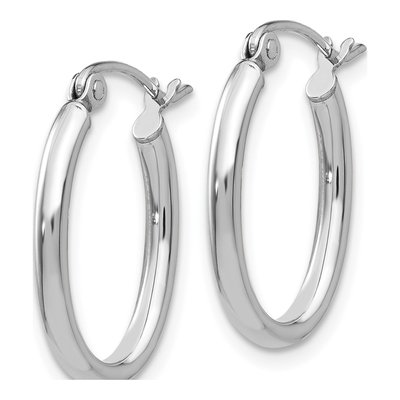 14K White Gold Oval Tube Hoop Earrings – view 3