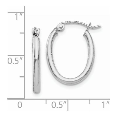 14K White Gold Oval Tube Hoop Earrings – view 5