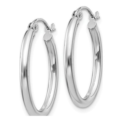 14K White Gold Oval Tube Hoop Earrings – view 3