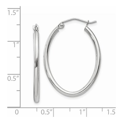 14K White Gold Oval Tube Hoop Earrings – view 5