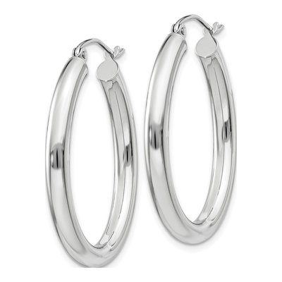 14K White Gold Oval Tube Hoop Earrings – view 3
