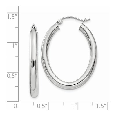 14K White Gold Oval Tube Hoop Earrings – view 5