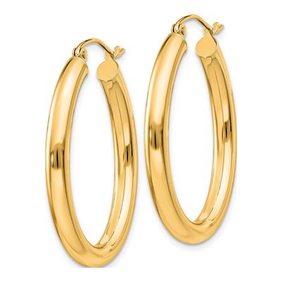 14K Yellow Gold Oval Tube Hoop Earrings – view 2