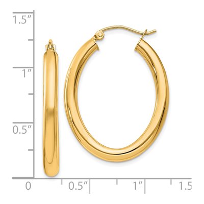 14K Yellow Gold Oval Tube Hoop Earrings – view 4
